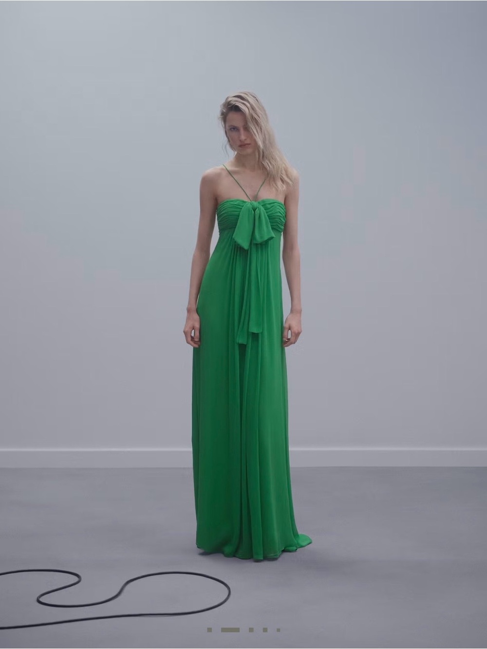 MANGO Capsule Draped Panel Maxi Dress with Bow Green Size S / US 4 NEW